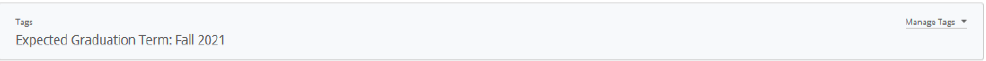 Screenshot of a tag that indicates Buzz will graduate in Fall 2021